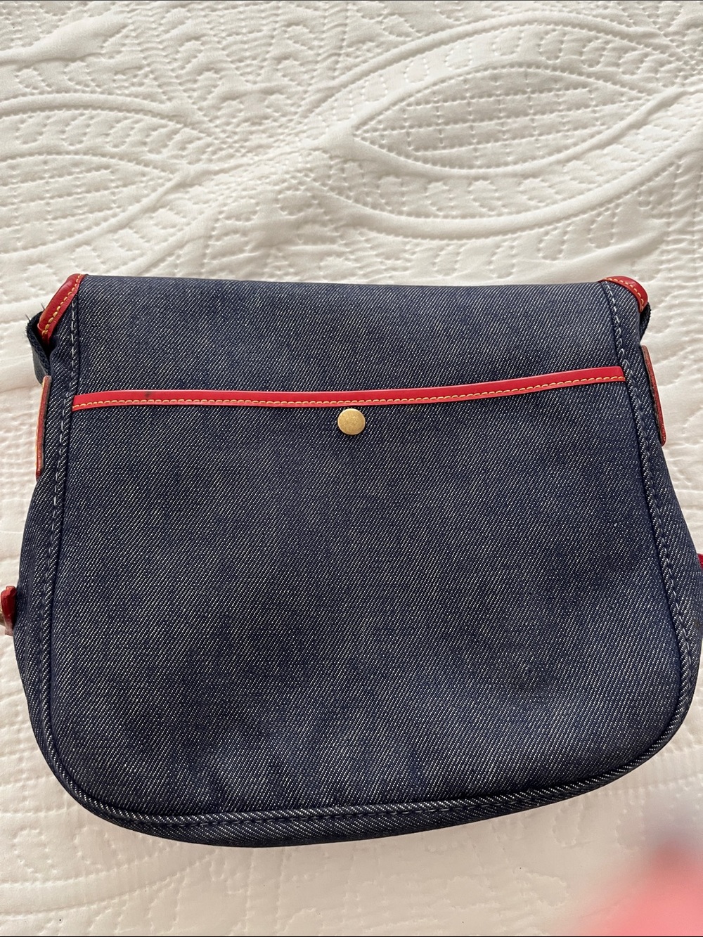 Dooney & Bourke Navy Canvas Shoulder Bag with Red Trim - Picture 7 of 7